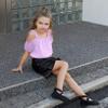 Perfashion Girls Puff Short Sleeve Shirts Cute Chiffon Swiss Dot Purple Crop Top Solid Tunic 12-13 Years view 4
