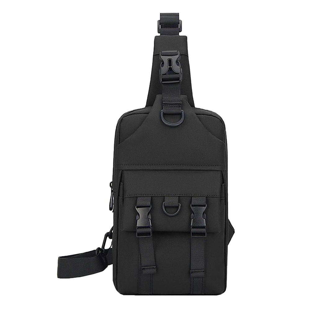 Aliuciku Shoulder Bag Messenger Bag Waterproof Commuter Chest Bag Multifunctional Chest Bag (Color : Black)