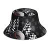 BROLEO Checkered Flag Racing Reflective Bucket Hat - Lightweight, Foldable Outdoor Sun Protection Hat Black view 1