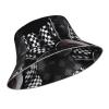 BROLEO Checkered Flag Racing Reflective Bucket Hat - Lightweight, Foldable Outdoor Sun Protection Hat Black view 2
