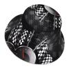 BROLEO Checkered Flag Racing Reflective Bucket Hat - Lightweight, Foldable Outdoor Sun Protection Hat Black view 3