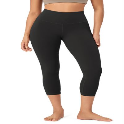 ODODOS Buttery Soft Lounge Yoga Leggings for Women Cropped Length 23" High Waist Yoga Pants, Onyx Black Grey, XX-Large