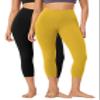 ODODOS 2-Pack Buttery Soft Lounge Yoga Capris for Women 23" High Waist Non See Through Cropped Leggings, Black+Mango Mint, XX-Large view 1