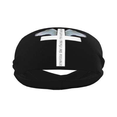 Christian Jesus with God All Things are Possible Men Women Sports Sweatband Headbands Workout Hairbands for Running Basketball Tennis Yoga Fitness Athletic Elastic Moisture Wicking