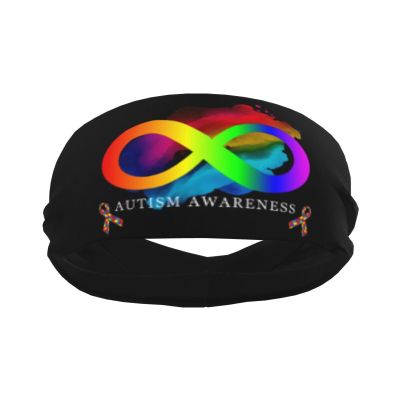 Autism Awareness Infinity Symbol Men Women Sports Sweatband Headbands Workout Hairbands for Running Basketball Tennis Yoga Fitness Athletic Elastic Moisture Wicking