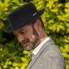 Mens Flat Top Porkpie Hat Bowler Hats - Black Wool Hat with Band(S-M) view 3