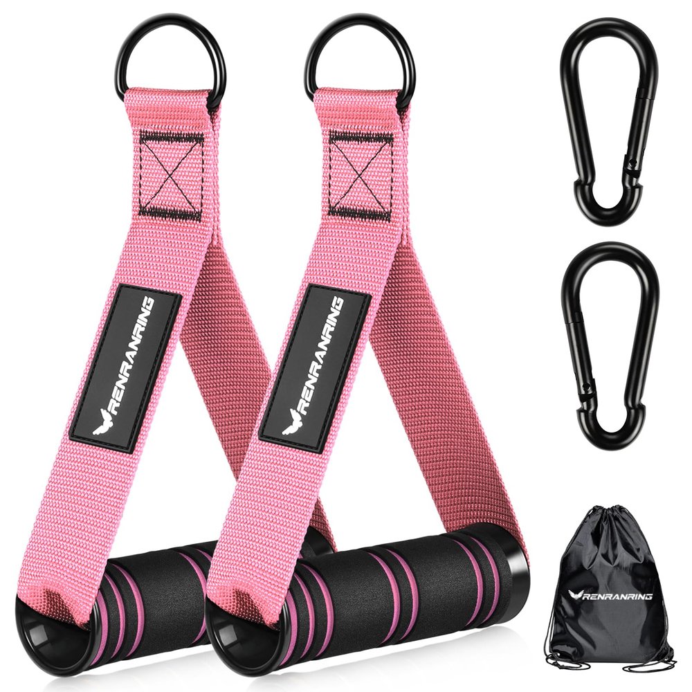 RENRANRING Gym Exercise Handles, Replacement Handle Attachments for Cable Machine Pulleys, Resistance Band and Strength Trainer, Pull Down Workout Accessories, Home Gym Add On Equipment