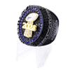 2023 Fantasy Football Championship Ring | Black Gunmetal Plated Award For Fantasy Football Trophy League Winner | Color Stones (size 13, Blue Outer) view 2
