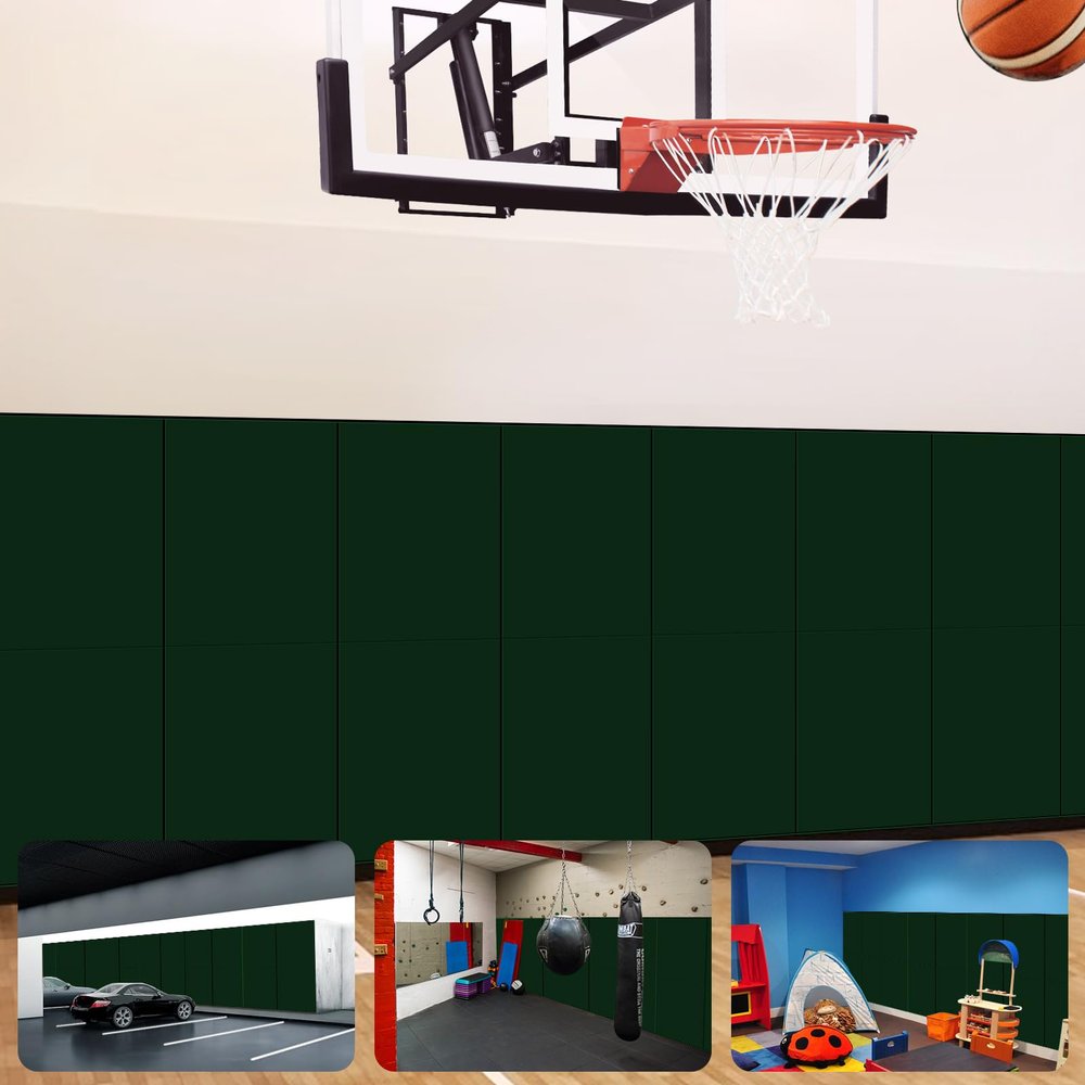 VANCL Wall Padding for Gym Wall Mats Green Wall Pads 2" Thick Wall Pads with High Density Anti-Impact Gym Wall Pad, Durable Waterproof Basketball Court Wall Pads for Safety[3 Pack]