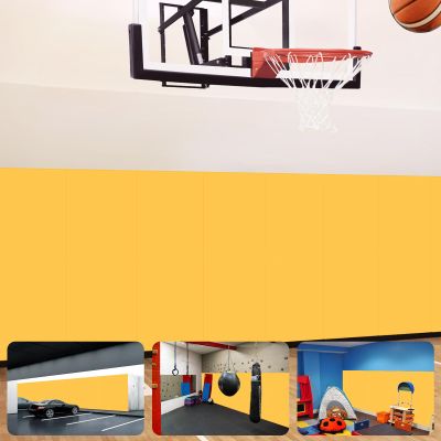 VANCL Wall Mount Basketball Pad Gym Wall Padding 2" Thick Wall Foam Pads for Gym Wall Padding for Kids Playroom-Waterproof Durable Basketball Court Wall Pads for Safety, Yellow[3 Pack]