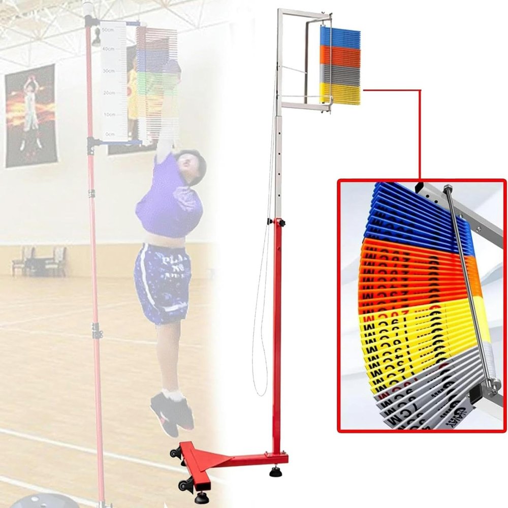BTURYT Adults Vertical Jump Tester Floor-Standing Jumping Height Training Aid with Drawstring and Moving Wheel Indoor Outdoor Stadium Jumping Test Assessment Tool A-170-320cm