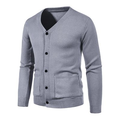 2023 Mens Button Down Sweaters Cardigan V Neck Long Sleeve Cable Knit Cardigan Sweater Slim Fit Knitwear with Buttons Men's Winter Coats Big and Tall 4XL Gray M