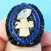 2023 Fantasy Football Championship Ring | Black Gunmetal Plated Award For Fantasy Football Trophy League Winner | Color Stones (size 11, Blue Outer) view 3