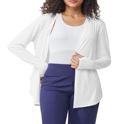 G4Free Summer Cardigans for Women Lightweight with Pockets Long Sleeve Sun Protection Shirts Open Front Cover Ups (White,S)