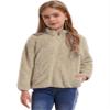 Xnihocha Kids Girls Fleece Jacket Coat Full-Zip Turtleneck Tops with Pocket Fall Winter Outerwear Khaki 2-3 Years view 1