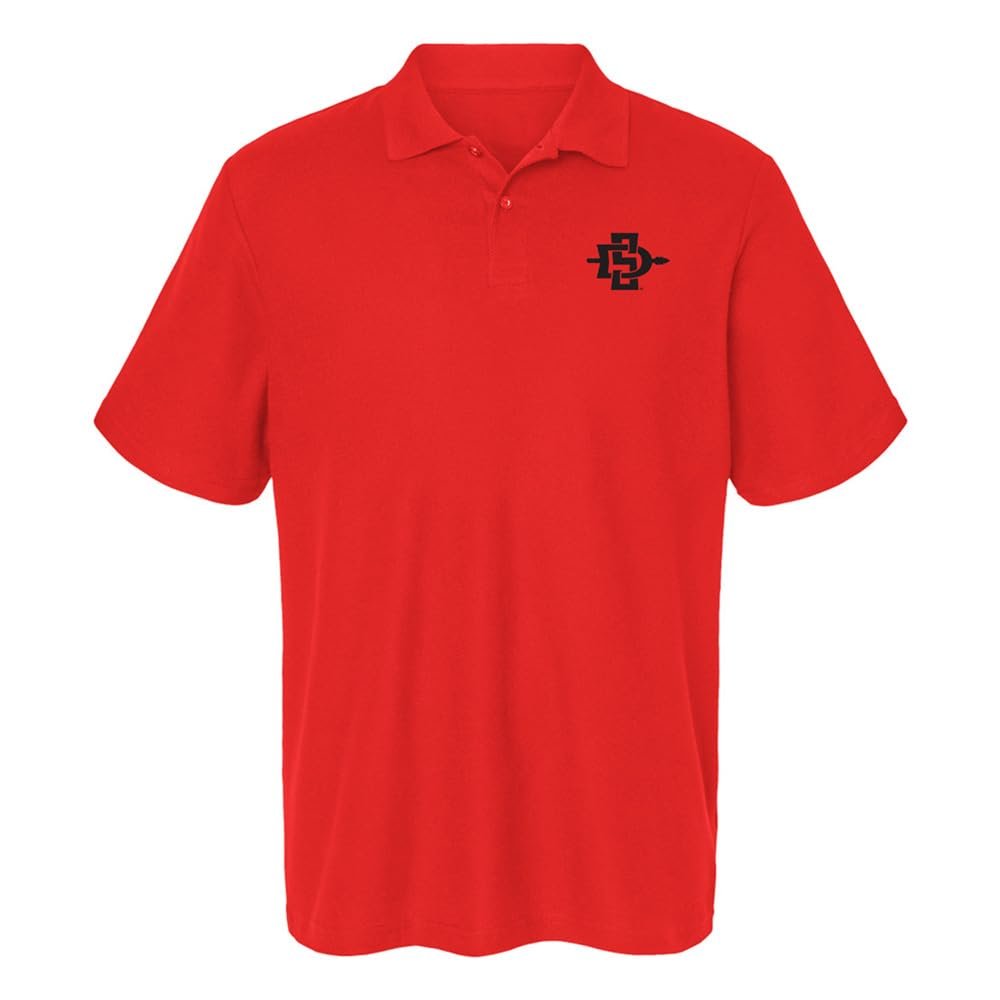 San Diego State University Primary Mark Men's Adult 100% Cotton Knit Polo Shirt, Red, XX-Large