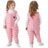 He&Yingmin Baby Toddlers Snow Bib Overalls Snowsuit Winter Warm Down Pants Thicken Windproof Resistant Ski Pants (Standard, 6-12 Months, Pink) view 1