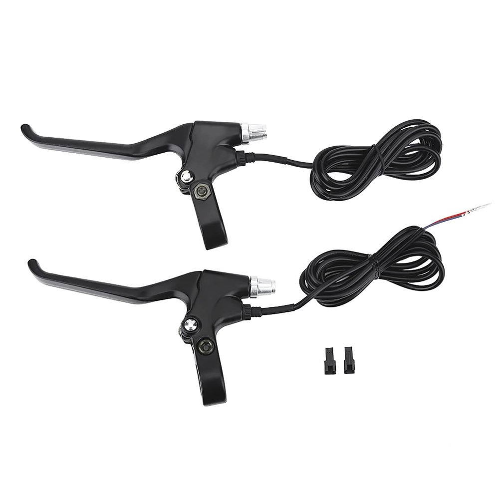 Bike Brake Levers, Bicycle Brake Levers with Small Wire Holders, 1 Pair Durable 2 Wires Left & Right E Bike Bicycle Electric Brake Lever Replacement Parts