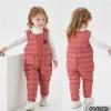 He&Yingmin Baby Toddlers Snow Bib Overalls Snowsuit Winter Warm Down Pants Thicken Windproof Resistant Ski Pants (Standard, 6-12 Months, Dousha Red) view 2