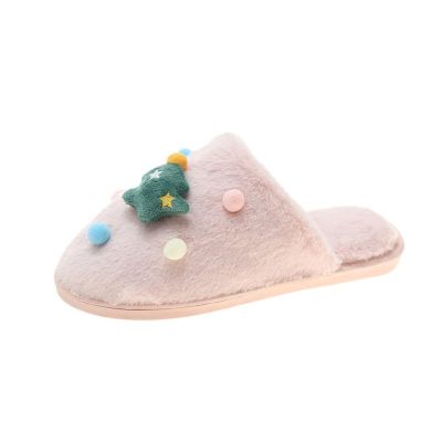 ICOBES Minority simple comfortable outdoor home Christmas cute head cover fluffy slippers