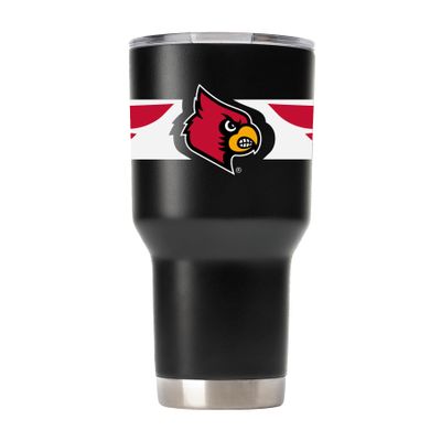 Gametime Sidekicks Louisville Cardinals Black 30oz Tumbler - Officially Licensed, 18/8 Stainless Steel, Double-walled, Vacuum-insulated, UV LED Printed Logos, Sweatless, Stays Hot/Cold - 360 Wrap