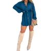 2023 Fall New Satin Dress Set Women's Button Closure Dress Long Sleeve 2 Piece Set Tie Wrap Waist Collar Dress (US, Alpha, Medium, Regular, Regular, Blue) view 1