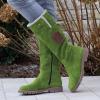 HINDOLA Women's Mid Calf Snow Boots Anti-Slip Waterproof Outdoor Shoes Fashion Winter Boots Warm Fur Lined Comfortable Booties for Women view 2