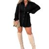 2023 Fall New Satin Dress Set Women's Button Closure Dress Long Sleeve 2 Piece Set Tie Wrap Waist Collar Dress (US, Alpha, 4X-Large, Regular, Regular, Black) view 1