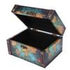 Antique Metal Buckle Jewelry Treasure Chest Wooden Box Desktop Ornaments Retro Style for Mom Mothers Day Christmas Gift Rings (2208A-06-Green Map) view 4