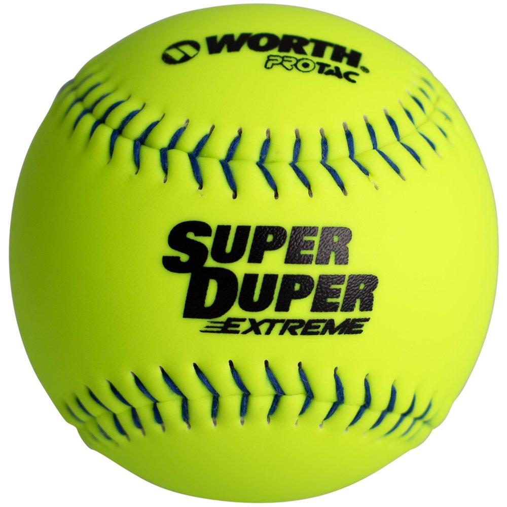 Worth | PRO TAC Super Duper Extreme Multi-Layer Slowpitch Softball | Blue Stitch - 12" | 12 Count