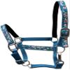 Equitem 2 Ply Nylon Horse Size Halter with Flower Design Tape Accent (Teal) view 1