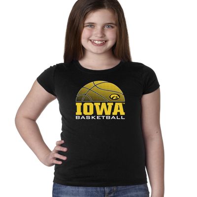 CornBorn Iowa Youth Tshirt - Iowa Basketball Oval Tigerhawk - Black - Medium