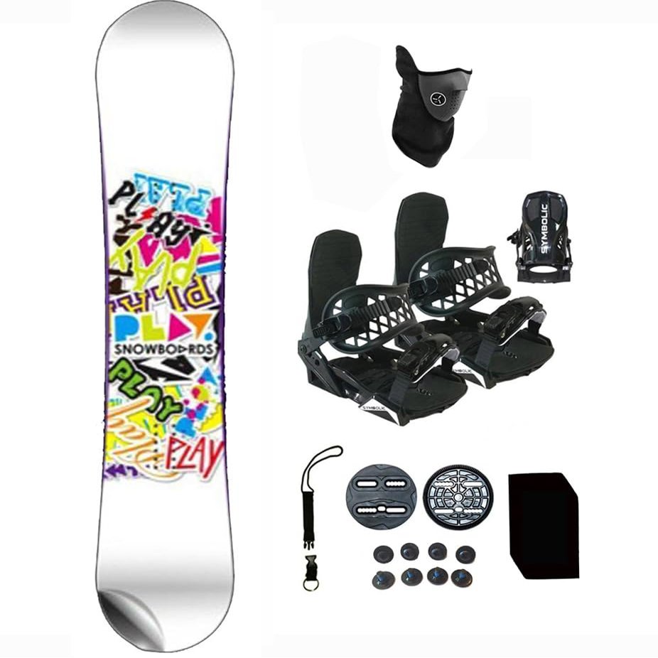Symbolic LTD NFA cm Snowboard and Black Bindings Package Leash, Stomp, mask Mens Womens (158-Rocker+Lrg Binding(Men 9-13) N67)