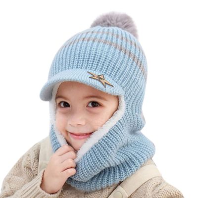 Baby Toddler Winter Hat Scarf Set Pom Girls Boys Kids with Fleece Lined eanie Snow Hat Knitted Hood (A, One Size)