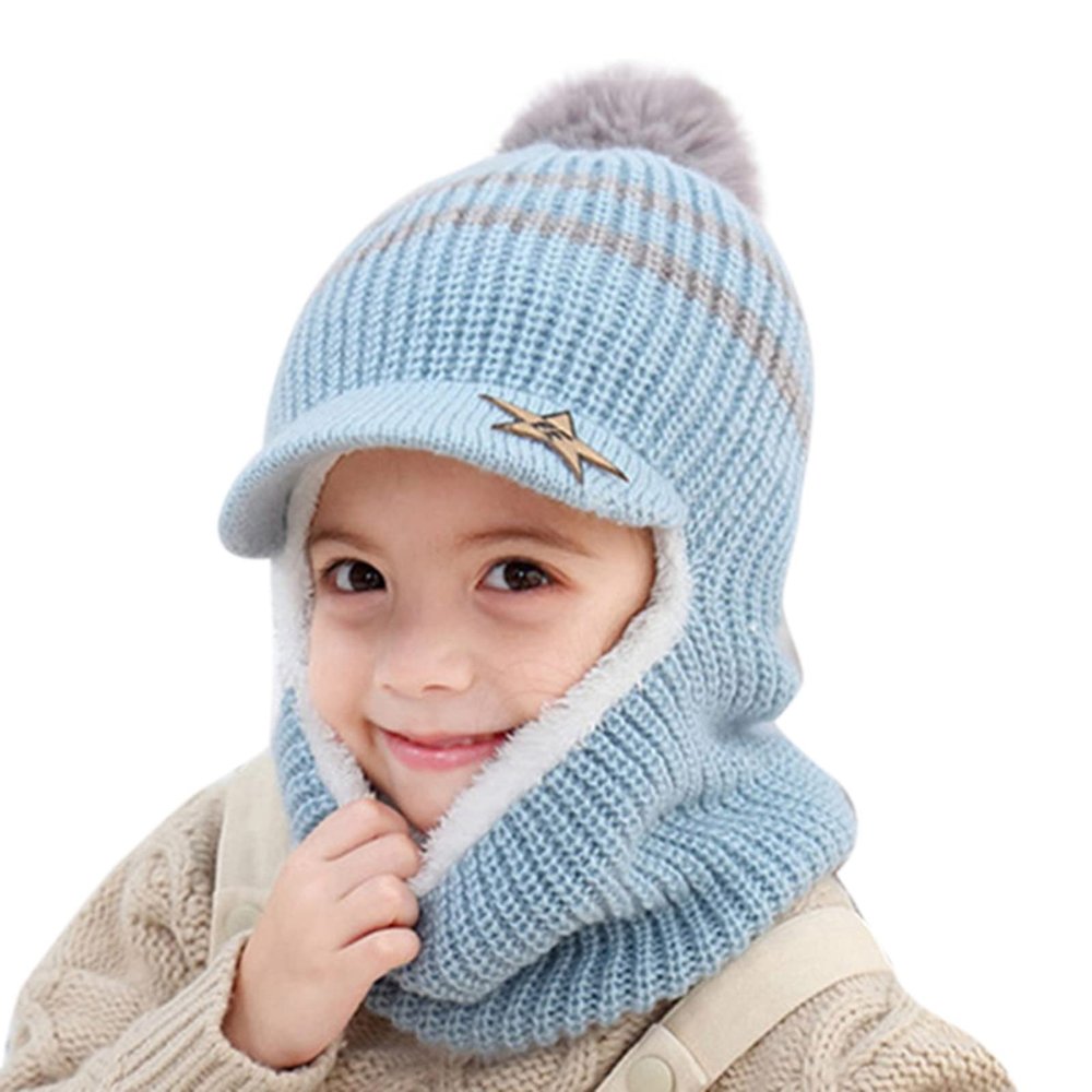 Baby Toddler Winter Hat Scarf Set Pom Girls Boys Kids with Fleece Lined eanie Snow Hat Knitted Hood (A, One Size)