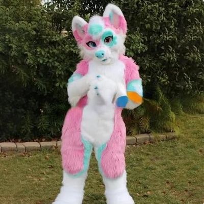 FurryWu Studio Professional Pink Husky Dog Fursuit Christmas Party Cosplay Halloween Mascot Costume Fancy Dress