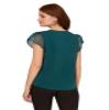 Adrianna Papell Diffusion Women's V-Neck Knit Top with Organza Flutter Sleeves, Evergreen, XL view 2