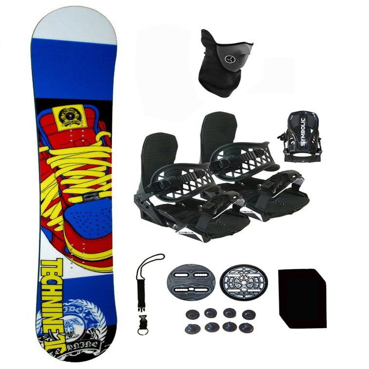 T9 Symbolic Technine Snowboard and Black Bindings Package Leash, Stomp, Mask Mens Womens (153-CamRockr+SM Binding(Men 5-8.5) N64)