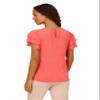 Adrianna Papell Diffusion Women's Pleated Knit Double Sleeve Top, Sugar Coral/Ivory Broken Dot, M view 2