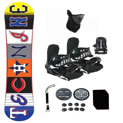 T9 Symbolic Technine Snowboard and Black Bindings Package Leash, Stomp, Mask Mens Womens (145-Rocker+SM Binding(Men 5-8.5) N74)