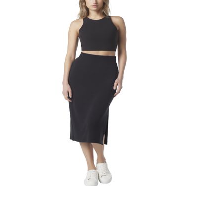 Andrew Marc Women's Stretch French Terry Midi Skirt, Black