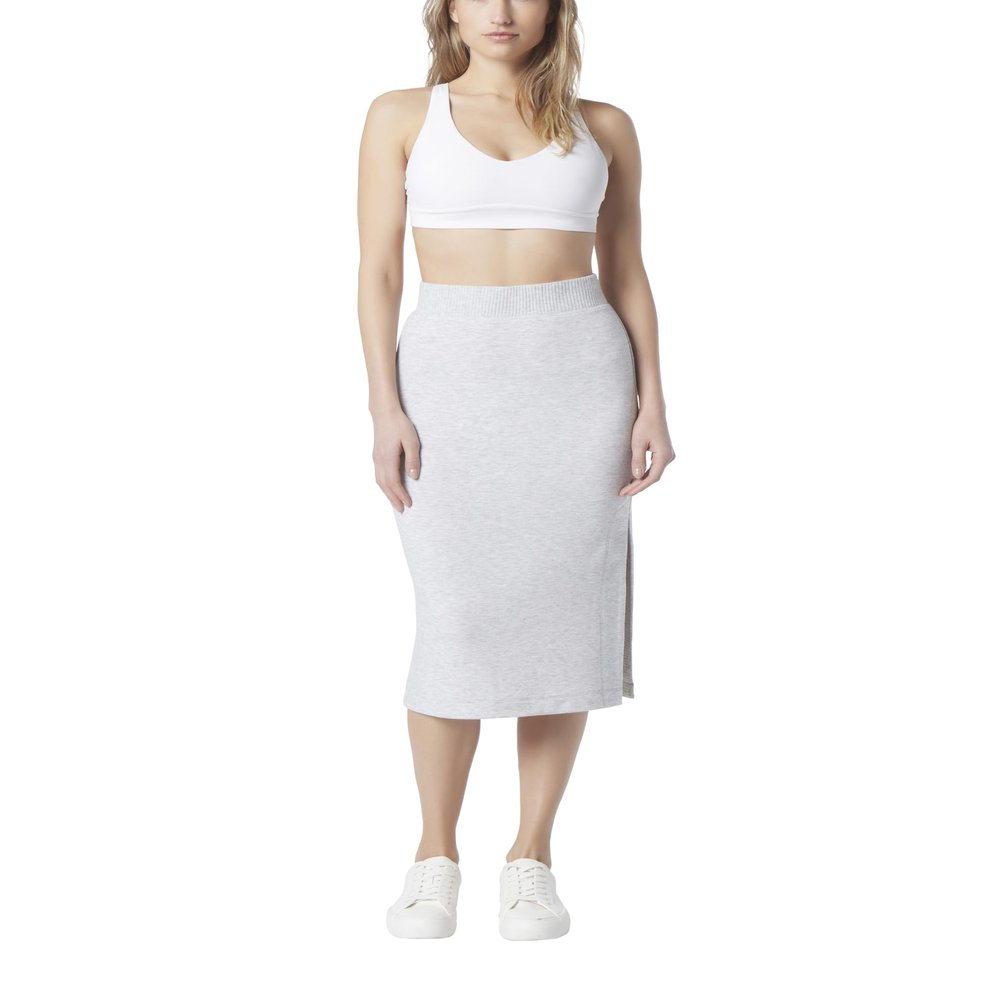 Andrew Marc Sport Women's Stretch French Terry Midi Skirt, Vapor Heather, Large