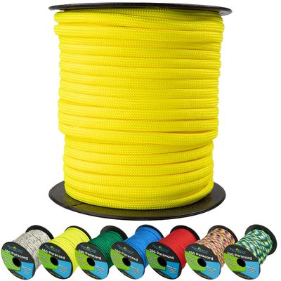 West Coast Paracord 550lb Paracord Spools 7 Strand Type III Tactical Parachute Cord for Hiking, Camping, and Fishing Neon Yellow (100 ft)
