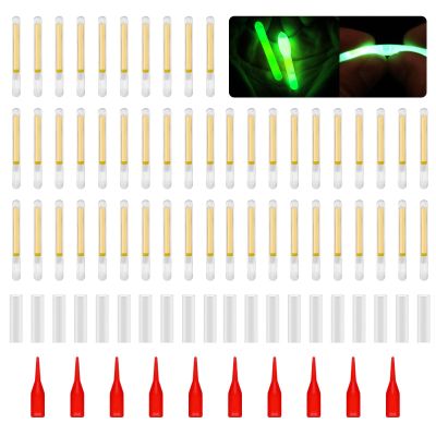 50 Pcs Fishing Fluorescent Light Stick Rod Tip Glow Sticks Night Fishing Small Glow Sticks Lightstick Replacement Fishing Glow Stick Accessory Light Stick for Fishing