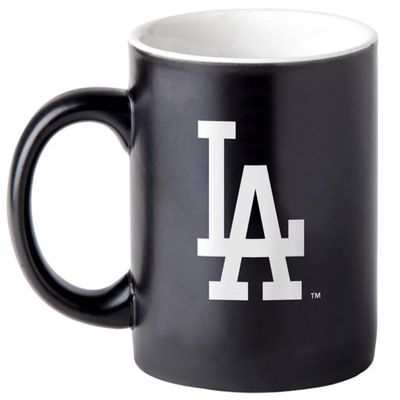Boelter Brands Two Toned Matte Black 14oz Coffee Mug, MLB Team Logo with Inner Team Color (Los Angeles Dodgers)