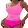 Blooming Jelly Women's Sexy One Piece Bathing Suits One Shoulder Swimsuits Slimming Mesh Swimwear (X-Large, Hot Pink) view 1