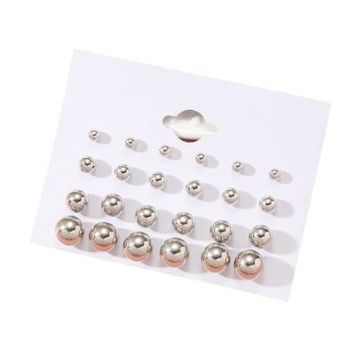 12 Pairs Shining Silver Jewelry Set Hypoallergenic Stud Earrings Set for Women Fashion Aesthetic Jewelry Accessories Statement Earrings for Birthday