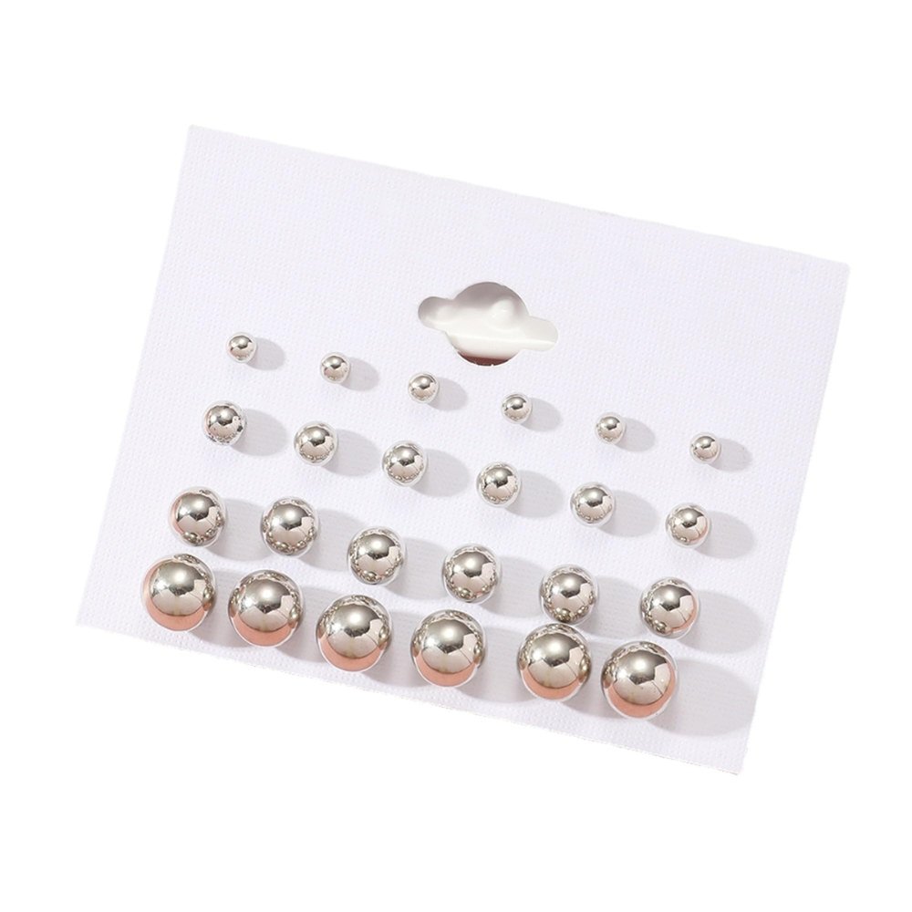 12 Pairs Shining Silver Jewelry Set Hypoallergenic Stud Earrings Set for Women Fashion Aesthetic Jewelry Accessories Statement Earrings for Birthday