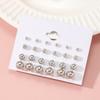 12 Pairs Shining Silver Jewelry Set Hypoallergenic Stud Earrings Set for Women Fashion Aesthetic Jewelry Accessories Statement Earrings for Birthday view 2