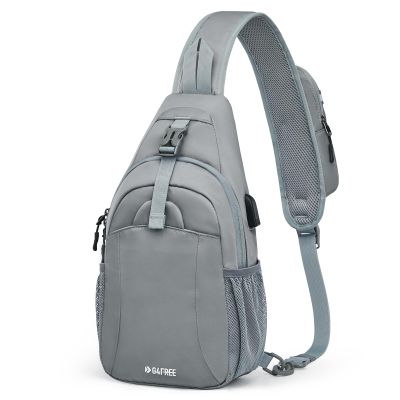 G4Free Sling Bag RFID Crossbody Sling Backpack with USB Charging Port, Travel Hiking Daypack Shoulder Chest Bag for Women Men(Gray)